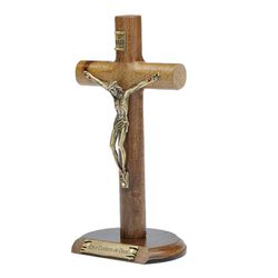 Crucifixo de Mesa Cilíndrica 17 cm- Eis o Cordeiro de Deus - 26217 - Betânia Loja Católica 