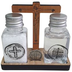 Kit Água, Sal e Medalha das Duas Cruzes - 25903 - Betânia Loja Católica 