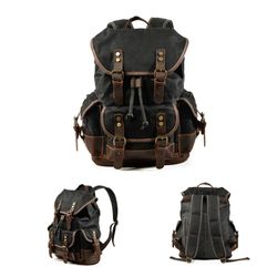 Mochila Lona e Couro