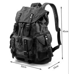 Mochila Lona e Couro