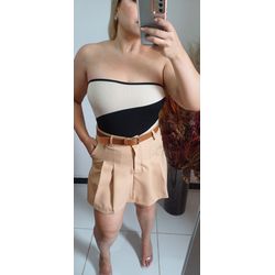 SHORT SAIA ALFAIATARIA NUDE - 1147 - Biavic Boutique