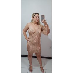 VESTIDO PAETÊ COM TOP ROSE GOLD - 1189 - Biavic Boutique