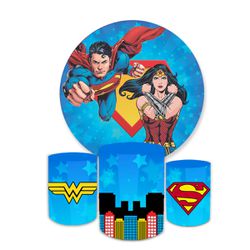 Kit Capa Painel + Trio Super-man e Mulher-maravilh - Loja | Bibi Painéis