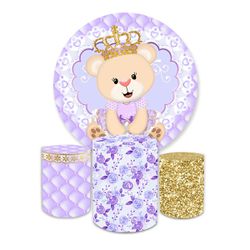 Kit Capa Painel + Trio Ursa Realeza Lilás - Loja | Bibi Painéis