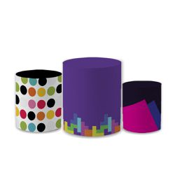 Trio Capas de Cilindros Sublimados Decorativo Anos... - Loja | Bibi Painéis