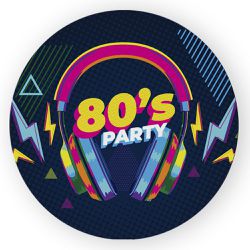 Capa Painel Redondo Decorativo Tema Anos 80 Retrô ... - Loja | Bibi Painéis