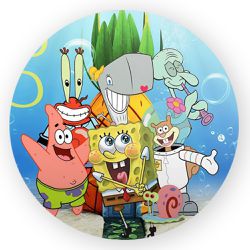 Capa Painel Redondo Decorativo Tema Bob Sponja Dec... - Loja | Bibi Painéis