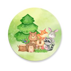 Capa Painel Redondo Decorativo Tema Bosque Animais... - Loja | Bibi Painéis