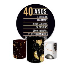 Kit Capa Painel + Trio Cilindros 40 Anos -01 - Loja | Bibi Painéis