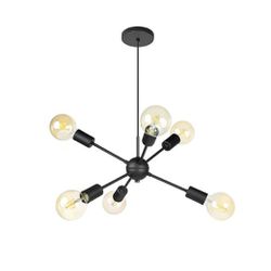 PENDENTE SPUTNIK PRETO 6 LAMPADAS E27 - Marjo Material de Construção