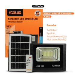 Refletor de Led 50W Preto Solar Foxlux 38.50 - Bignotto Ferramentas