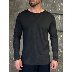 Camiseta Masculina Manga Longa Estonada com Detalh... - BIOTWO