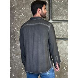 Camisa Masculina Lavada com Efeito Estonado - 001... - BIOTWO