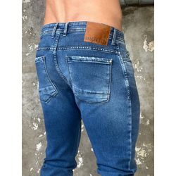 Calça Jeans Masculina Reta com Lavagem Média e Bol... - BIOTWO