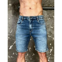 Bermuda Jeans Masculina Lavagem Média com Detalhes... - BIOTWO