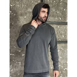 Blusa Masculina Estonada com Capuz e Gola Transpas... - BIOTWO