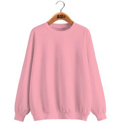 Blusa Moletom De Frio Black Beast Gola Redonda Liso Rosa Claro