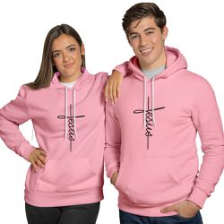 Blusa De Frio Black Beast Moletom Escudo Jesus Rosa Claro