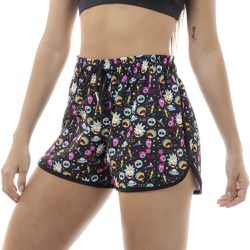 Shorts Feminino Praia Rick And Morty Black Beast