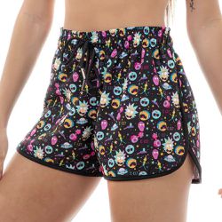 Shorts Feminino Praia Rick And Morty Black Beast