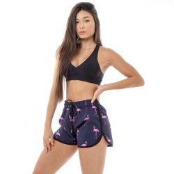 Shorts Feminino Praia Flamingo Black Beast