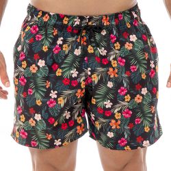 Shorts Masculino Praia Floral Color Black Beast