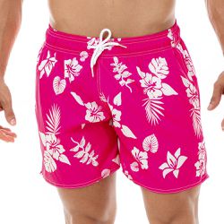 Shorts Masculino Praia Florido Rosa Black Beast