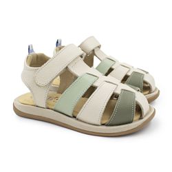 Sandália Infantil Masculina Rick - Off White/verde claro