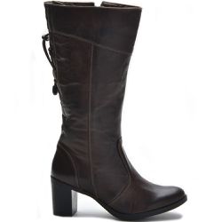 Botas Femininas Cano Médio Salto Grosso Brown - 20... - BMBRASIL CALÇADOS