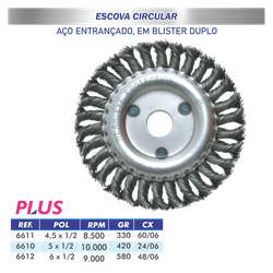 Escova Circular Aço Entrançado 6x1/2