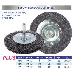 Escova Circular Aco com Haste 1/4X2'' - 50x8mm LOT... - Bond Tintas