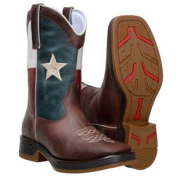 Bota Masculina Texana Bico Quadrado Em Couro Legit... - BOTAS MANGALARGA