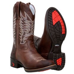 Bota Masculina Texana Cano Médio 100% Couro Nobre ... - BOTAS MANGALARGA