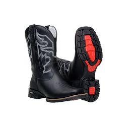 Bota Masculina Texana Em Couro Bovino Legítimo Pre... - BOTAS MANGALARGA