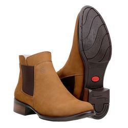 Botina Feminina Basic Em Couro Legítimo Cor Mascav... - BOTAS MANGALARGA