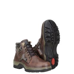 Coturno Masculino Camuflado Cor Café Com Cadarço -... - BOTAS MANGALARGA