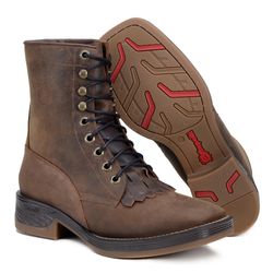 Coturno Masculino Couro Com Cadarço - 9020-tab - BOTAS MANGALARGA