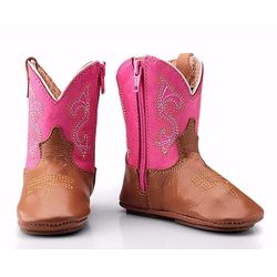 Texana Bebê Em Couro Legítimo Rosa - Baby-Rosa - BOTAS MANGALARGA