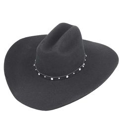 Chapéu Country Lã Preto com Fita Preta de Strass -... - BOTAS MANGALARGA