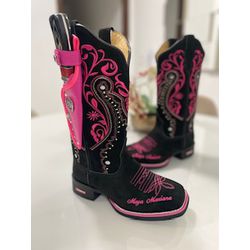 Bota Texana em Couro Faca Bainha Rosa - BTFFACA - Botas Texanas Fabi