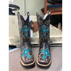 Bota Texana em Couro Marrom Cruz Verde - BTF58 - Botas Texanas Fabi