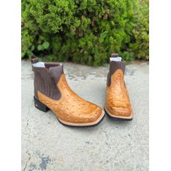 Botina Texana em Couro Caramelo e Marrom - BTM 51 - Botas Texanas Fabi