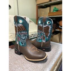 Bota Texana em Couro Caveira Cano Verde - BTM21 - Botas Texanas Fabi