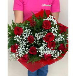 Buque 12 rosas red - Floricultura FLORA BARIGUI