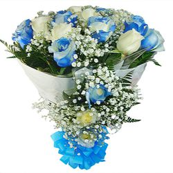 Buquê 24 de Rosas Azuis Importadas - Floricultura FLORA BARIGUI