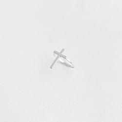 Anel fininho cruz lisa prata 925 Braghetto Joias -... - BRAGHETTO