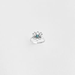 Anel flor de Lótus turquesa prata 925 - AN504 - BRAGHETTO