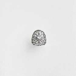 Anel vazado médio flor com uma zircônia prata 925 ... - BRAGHETTO
