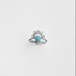 Anel vazado trabalhado boho turquesa prata 925 - A... - BRAGHETTO