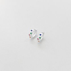 Brinco argolinha quatro zircônias coloridas prata ... - BRAGHETTO